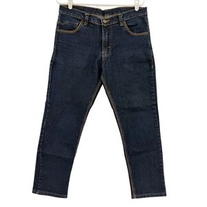 Alini Pck Mens Straight Stretch Blue Denim Jeans 33x27 Versatile Contrast Stitch